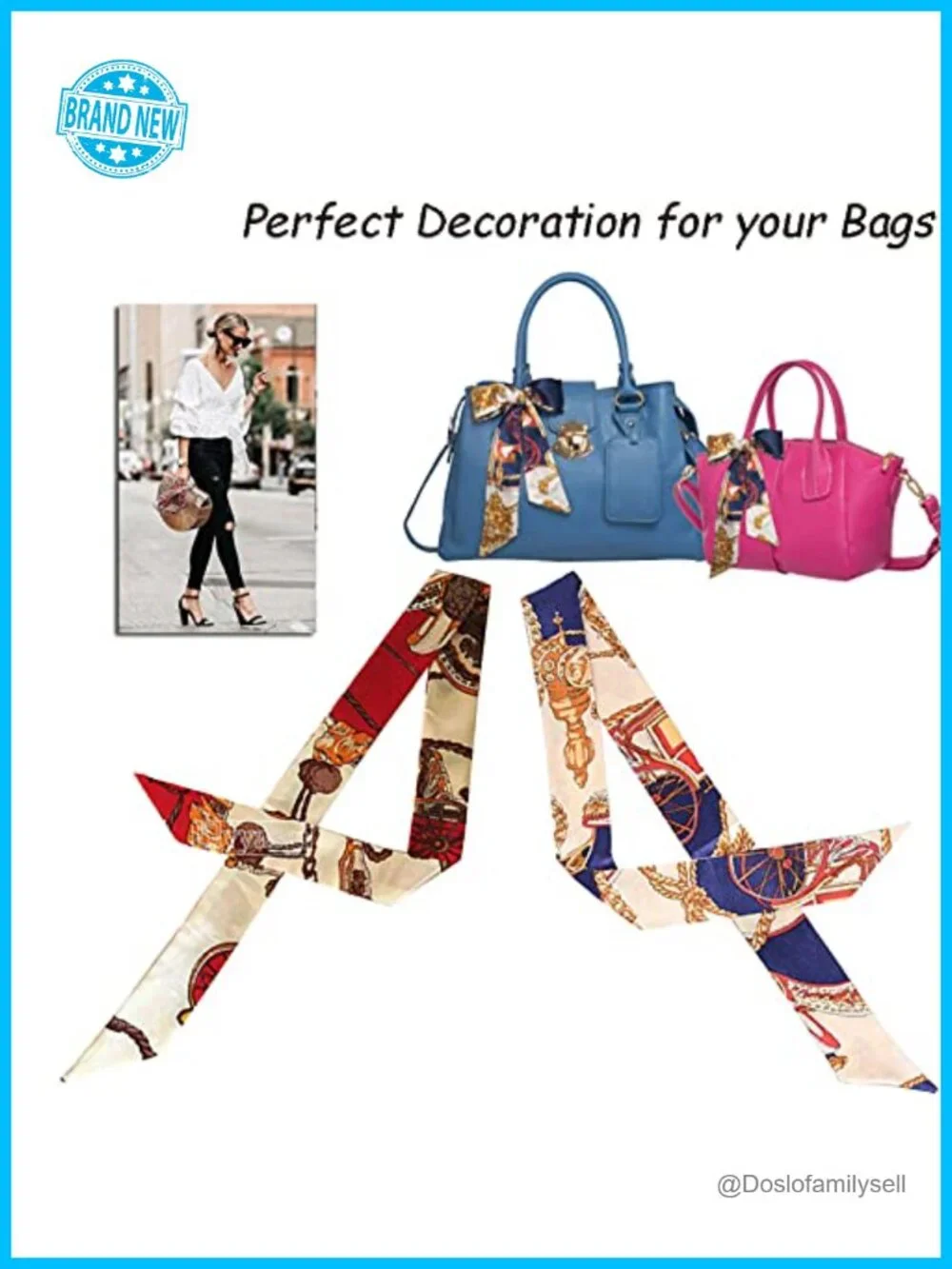 Silky Imitation Silk Fashion Scarves for Handbag Decoration Gift Set